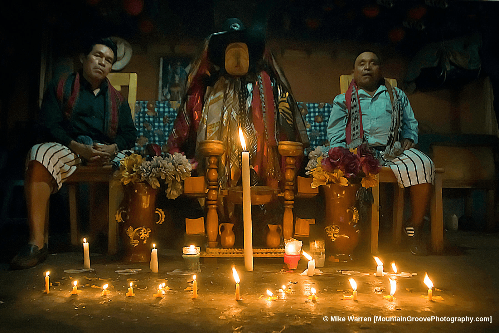 Maximon shrine in Santiago Atitlan. Bring cigarettes and alcohol as offerings.