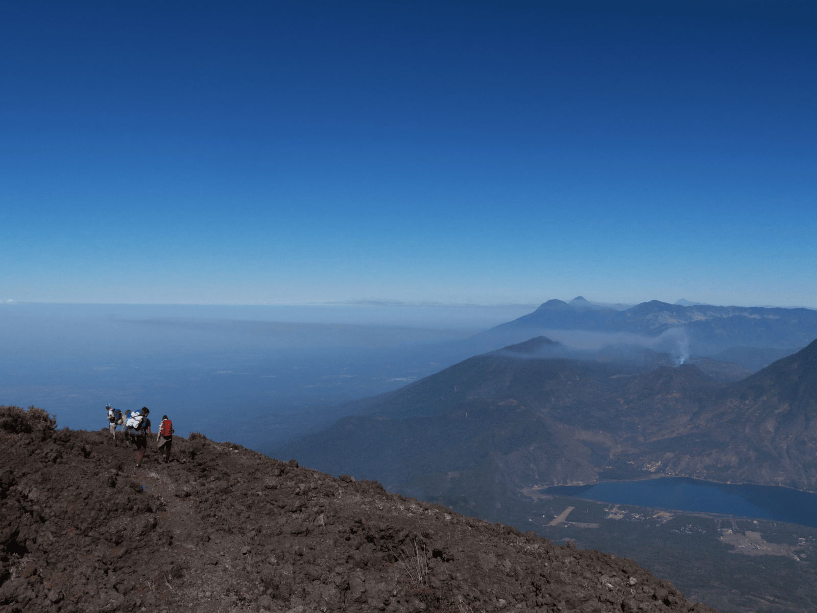 Incredible views of Lake Atitlan from the Atitlan volcano.