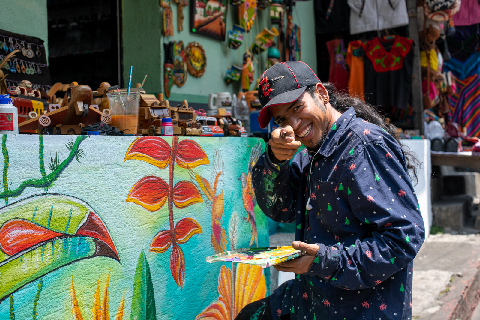 Local artist working on a mural.